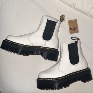 Dr. Martens 2976 Quad Smooth Leather Platform Chelsea Boots - White